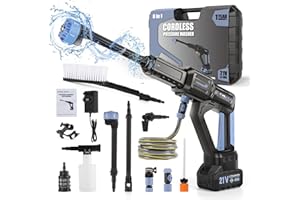 CQWLKEJ Cordless Pressure Washer, 652PSI Bushless Portable Pressure Washer with 4.0Ah Rechargeable Battery, 8-in-1 Nozzle, Battery Pressure Washer for Car/Floor/Garden Cleaning & Watering (Blueblack)