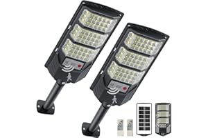 YACAISI Lampadaires solaires extérieurs, lumière solaire extérieure 8500K, éclairage inondé LED étanche à l’eau de crépuscule à l’aube avec détecteur de mouvement et télécommande, lumières de sécurité pour pa