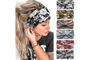 AIZIYIN Fashion Headbands for Women's Hair Head Scarfs Hairband Turban Flower Cotton Headbands Wide Yoga Sport Headband Head Wrap (P6Flower)