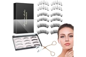 YZHMSZKJ Faux Cils Magnetique, Cils Magnetique RéUtilisables, Kit D'Extension De Faux Cils Double 3d 5d AméLioré Avec Pince Applicatrice, Facile à Porter, Pas Besoin De Colle - 6 Paires