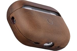 Maogoam Echt Leder Hülle für AirPods Pro 2, Vintage Crazy Horse Leder Schutzhülle, Robuste Hartschale & Patina Oberfläche, Dunkelbraun