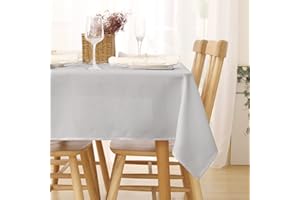 Deconovo Obrus na stół z efektem lnu, prostokątny, 140 x 300 cm, jasnoszary
