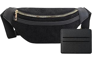 DNWFZ Cord Bauchtasche Schwarz,Gürteltasche Festival Hüfttaschen Fanny Pack Mit Reißverschluss Outdoor Sport Reise Laufen Schule Fahrrad Fanny Pack Für Damen Jungen Teenager Sportlich