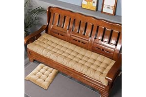 Xpnit Cojín grueso para banco de 2 plazas de algodón, 100 cm, 110 cm, 120 cm, cojines rectangulares de asiento para exteriores y interiores (120 x 50 cm), color beige