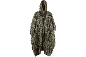 PELLOR Toalla Camuflaje Ghillie Poncho Camuflaje con Hojas Capa 3D Tamaño Universal para Woodland Camo Fotografía Caza Oculto