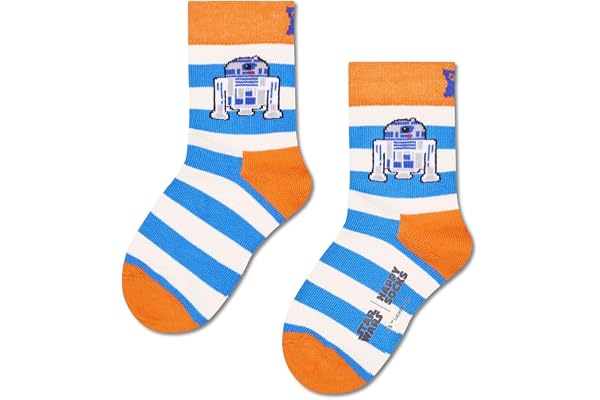 Happy Socks Star Wars-barnstrumpor – Galaktiska motiv med Yoda, R2-D2, Grogu och Mandalorian, 0-9 år