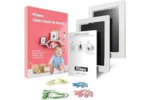 PChero Kit Empreinte Pieds et Mains Bébé Clean Touch Tampons Encreurs Non Toxiques pour Bébé Cadeau de Naissance [ 2pcs, Moyen ]