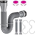 SAINT NIEVE 2 Pack Expandable Flexible 1 1/2" or 1 1/4" P-Trap Pipe for Single Kitchen Sink, Drain Pipe Kit with Adapter Seal Ring, for Kitchen Sink Drainage and Garbage Disposal (Gray)