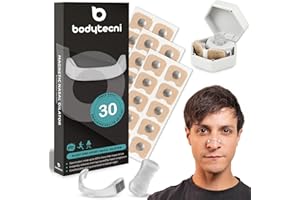Bodytecni® Bandelettes Nasales Magnétiques Premium PRO EDITION | MEGAPACK 60 PATCHS AMÉLIORÉS + ÉTUI DE RANGEMENT | Anti-Ronflement pour Mieux Dormir, Aide à Mieux Respirer