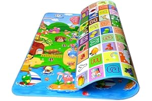 GROSSē Large Play Mat Waterproof Baby Child Toddler Boys Girls Crawling mat for Floor Non-Toxic Non-Slip 2 Side Kids Playing Gym Mat, Storage Bag Included (Multi Colour)