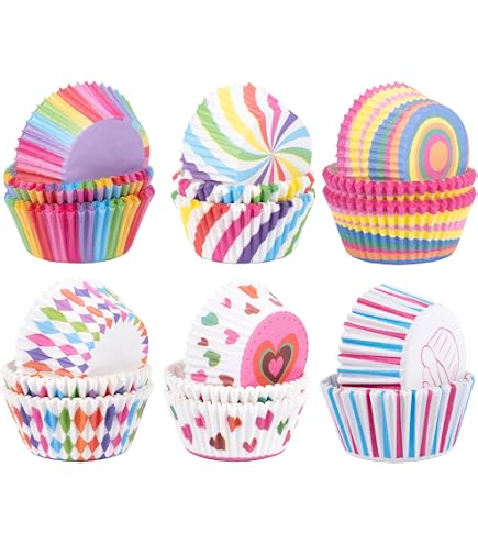 400 Pcs Caissettes à Cupcakes Arc-en-Ciel - Gobelets En Papier Colorés Pour Pâtisserie Et Fêtes