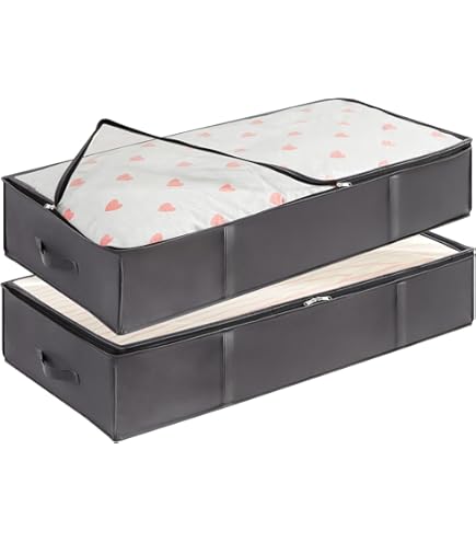 Opbergdoos 90 L Voor Onder Het Bed - Set Van 2 - Opbergdozen Met Deksel 84 L Kijkvenster En Ritssluiting Voor Kleding En Dekens