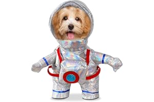 FEHODUN Hund Astronaut Kostüm mit Hut Weltraum Hund Outfit Lustige Hund Stehend Kostüm Kleidung Halloween Weihnachten Party Haustier Sliver Kostüm für Große Mittel Kleine Hund Welpe und Katze