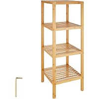 Étagère Bambou 4 Niveaux Casaria - 123x48x32cm - Charge Max 40kg - Pour Salle De Bain, Cuisine, Couloir