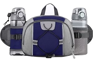 FIORETTO Large Bum Bag for Men Women, Water-Repellent Bumbag with Bottle Holders, Lightweight Fanny Pack for Running, Cycling, Hiking, Dog Walking Navy Blue