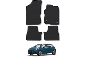 CAR MAT CO Peugeot 208 (2012-2020) Rubber Car Mats Accessories Tailored Fit Compatible Accessory Waterproof Protection Non-Slip Floor Mats Full Coverage Durable Front Rear Set Coverage with Clips