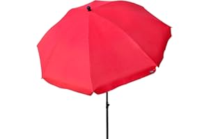 AKTIVE - 85305 - Parasol de jardin avec protection UV30, mât flexible et réglable, hauteur 28-32 mm, Ø 240 cm, rouge