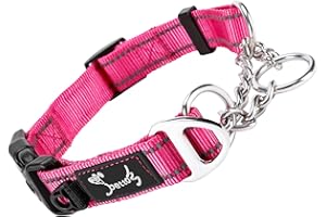 PETTOM Collare Semistrozzo Cane, Collare Cane Con Serratura di Sicurezza, Regolabile e Riflettente, Collare a Strozzo per Cani di Piccola, Media e Grande Taglia (M, Rosa)