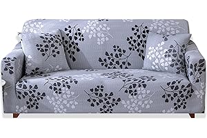 Teynewer 1-Piece Fit Stretch Sofa Cover, Sofa Slipcover Elastic Fabric Printed Pattern Chair Loveseat Couch Settee Sofa Covers Universal Fitted Furniture Cover Protector (3 Seater, #Defoliation)