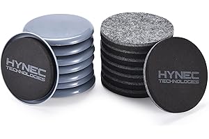 HYNEC TECHNOLOGIES Hynec Tech Furniture Pads Floor Protectors - Heavy Duty Furniture Sliders, Floor Covering Protection - Protects Carpet and Hardwood - 8 Sliders and 8 Protectors - Set of of 16