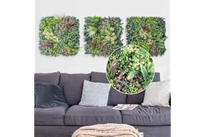 JELLE & JACOB Mur Vegetal Artificiel Exterieur et Interieur, 3X Panneau Mur végétal de 50x50 cm -Jungle Urbain-, Facile d'entretien et Durable - pour Une Ambiance Cosy, Plante Murale Artificielle