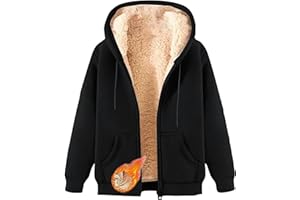 CSYX Damen Sweatjacke Gefüttert Winterjacke Warme Zipper Hoodie Fleecejacke mit Kapuze Sherpa Teddy Jacke Plüschjacke Kapuzenjacke Übergangsjacke Große Größen mit Taschen Flauschig Sweatshirt Jacken
