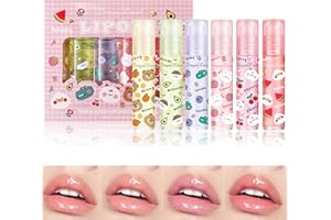 BEKOEEN 6 Pezzi Lucidalabbra alla Frutta, Lip Gloss Trasparente Balsamo Idratante a Lunga Durata, Gloss Labbra per Bambini E Adolescenti, Idratante Lucidalabbra Fruit Lip Oil Set