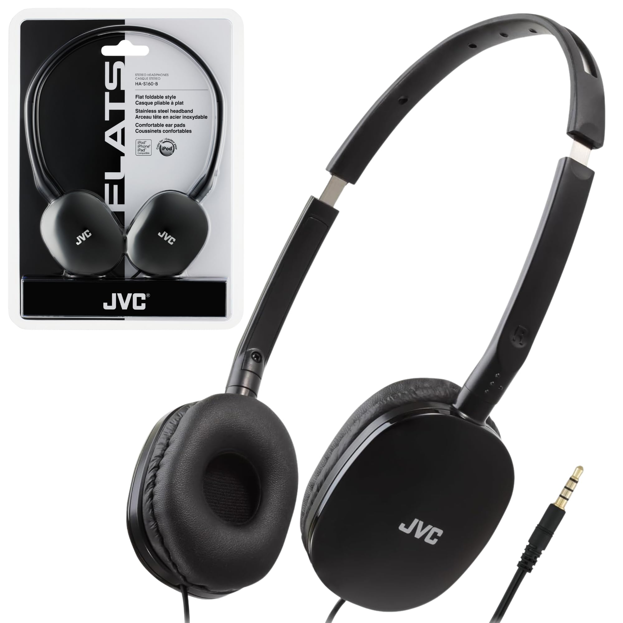JVC HAS160B Flats Lightweight Headband Headphones (Black)