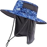Bassdash UPF 50+ Water Resistant Sun Fishing Hat with Detachable Neck Flap
