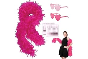 LOUUUOU Pink Feather Boa, 2 M Pink Feathers, Feather Boas Multipack Suitable For Dancing Wedding Parties Role-Playing Wedding Party Halloween Women's Costume Accessories Fancy Dress