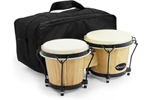 World Rhythm BON7-BG 6 & 7 Zoll Eichen-Bongos für Anfänger - Natur-Finish Bongos mit Tasche