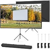 Outdoor Projection Screen, 80 Inch 16:9 Projector Screen with Stand, High Gain, 4K, Portable Projector Screen, Windproof Desi