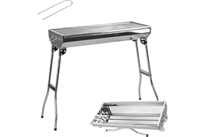 Rynli Portable Barbeque Grill Large Stainless Steel Freestanding Barbecues Charcoal Grill Table Top BBQ Charcoal Outdoor Grill For Outdoor Cooking, Camping, Beach Picnic