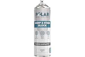 POLAR SPECIALIST COATINGS Polar Damp & Stain Block Spray | Matt White Spray Paint - 500ml | One Coat Anti Mould Spray | Damp Proof Paint for Internal Walls, Wood, Stone & Brick | Stain Blocker Paint for Ceiling