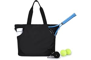 KASQO Kasgo Sac de Tennis, 21,4L Grand Sac a Main Bandoulière Fourre Tout Multi-Poches Léger Résistant à l'eau Cabas Femme avec Porte-Bouteille et Bandoulière Amovible pour Gymnase Sport Voyage