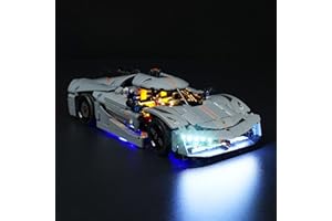 cooldac Kit d'éclairage LED compatible avec Lego Technic Koenigsegg Jesko Absolut Super Sports Car - Kit d'éclairage LED compatible avec Lego 42173 Koenigsegg Super Sports Car (pas de modèles)