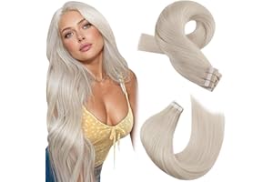Moresoo Extension Cheveux Naturel Adhesif Blonde Blanche 20pièces Extensions Adhesives Cheveux Naturels Ruban Cheveux Femme 45cm 50g Go Blonder #60A