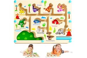 MPXEAVG Juego Magnético de Laberinto, Juego de Combinación de Colores, Laberinto Magnético de Colores y Números, Juguetes para Clasificar Colores, Juego Magnético de Dinosaurios, Motricidad Fina Juguetes