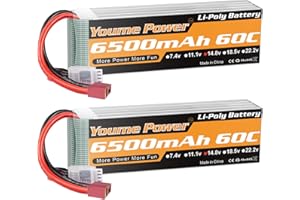 Youme Power 4S Lipo Batterie, 14.8V Lipo 4S 6500mAh 60C mit Deans T Stecker für Traxxas Slash X-Maxx RC Buggy Truggy Crawler Monster Auto Hubschrauber Flugzeug (2Packs)