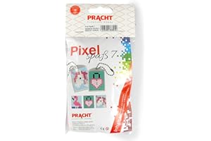 Pracht Creatives Hobby Pixel P90037-00505 Divertente Set 7 per Bambini, Semplice Sistema a innesto con Piccole Pietre in bioplastica per Creare 2 Portachiavi (medaglioni), Senza Stirare e incollare