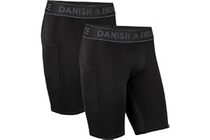 DANISH ENDURANCE Kompressionsshort Män, Inget skav, 2-pack | Kompressionsshorts, snabbtorkande med skavfri komfort och sidofickor, för gym, löpning och intensiv träning