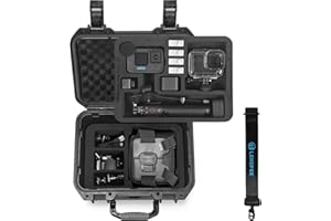Lekufee Waterproof Hard Case Compatible with Gopro Hero 13/Gopro Hero 12/11/10/9/8/Gopro Volta/Media Mod/Creator Edition/Waterproof Action Camera and Accessories(Case Only)(Includes Shoulder Strap)