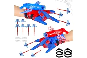 TISMHGKU Set di 2 Spiderm Guanti per Bambino, Launcher Glove Spara Ragnatele, Giochi Spiderm 3 4 5 6 7 Anni, Giocattolo da Polso Cosplay Supereroe, Regalo Compleanno e Feste Bambini