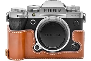 MUZIRI KINOKOO Dolna obudowa ze skóry PU kompatybilna z aparatem Fuji XT5/X-T5 półprorekcyjnym etui, Brązowy, Etui na aparat