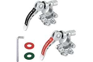 Jiaxitek 2 Piece Battery Terminal Connector, 4Way Quick Release Positive and Negative Automotive Battery Terminals for SAE/JIS Type A Terminal Block Boats, Cars, Vans and Trucks (silver)