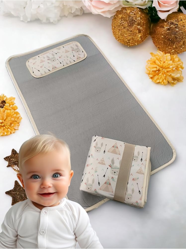 Fulia Elegance Bebek Alt Açma Örtüsü Minderi, Alt Değiştirme Minderi, Süngerli Ped, Aktivite Örtüsü, Bebek Alt Açma Matı, Bebek Bezi Değiştirme Örtüsü (Bej)