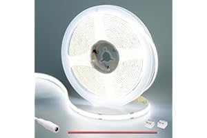 GOMING 24V COB Ruban LED Blanc Froid 6000K 312LED/M 5M CRI 93+ Haute Luminosité 4100lm Non étanche Flexible Découpable Bande LED pour Maison Chambre Décorer(Sans Alimentation)