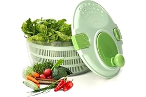 CHONGNING Salad Spinner, Fruit and Vegetable Washer, Spin and Dry Salad Greens, 4L Veggies Drainer Colander Plastic Bowl, Lettuce Spinner Fruit Drainer Salad Dryer