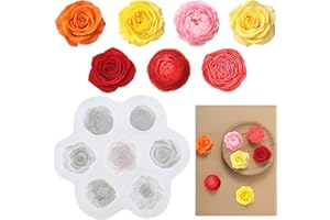 Lnngub Flower Silicone Mold,Rose Candle Mold 7 Cavity Silicone Flower Candle Molds for Candles Making Rose Peony Fondant Molds for Jelly Chocolate Mousse Cake Decorating
