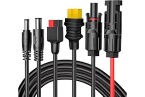 FlexSolar Cavo adattatore connettore solare 4 in 1 maschio e femmina per caricatore da pannello solare a generatore di centrale elettrica per estensione CC DC8mm XT60 DC5521 e connettore 45A (16AWG)